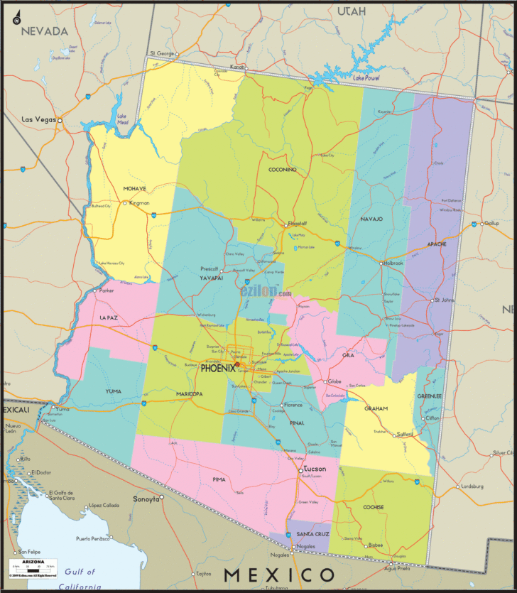Show Arizona On Map of USA