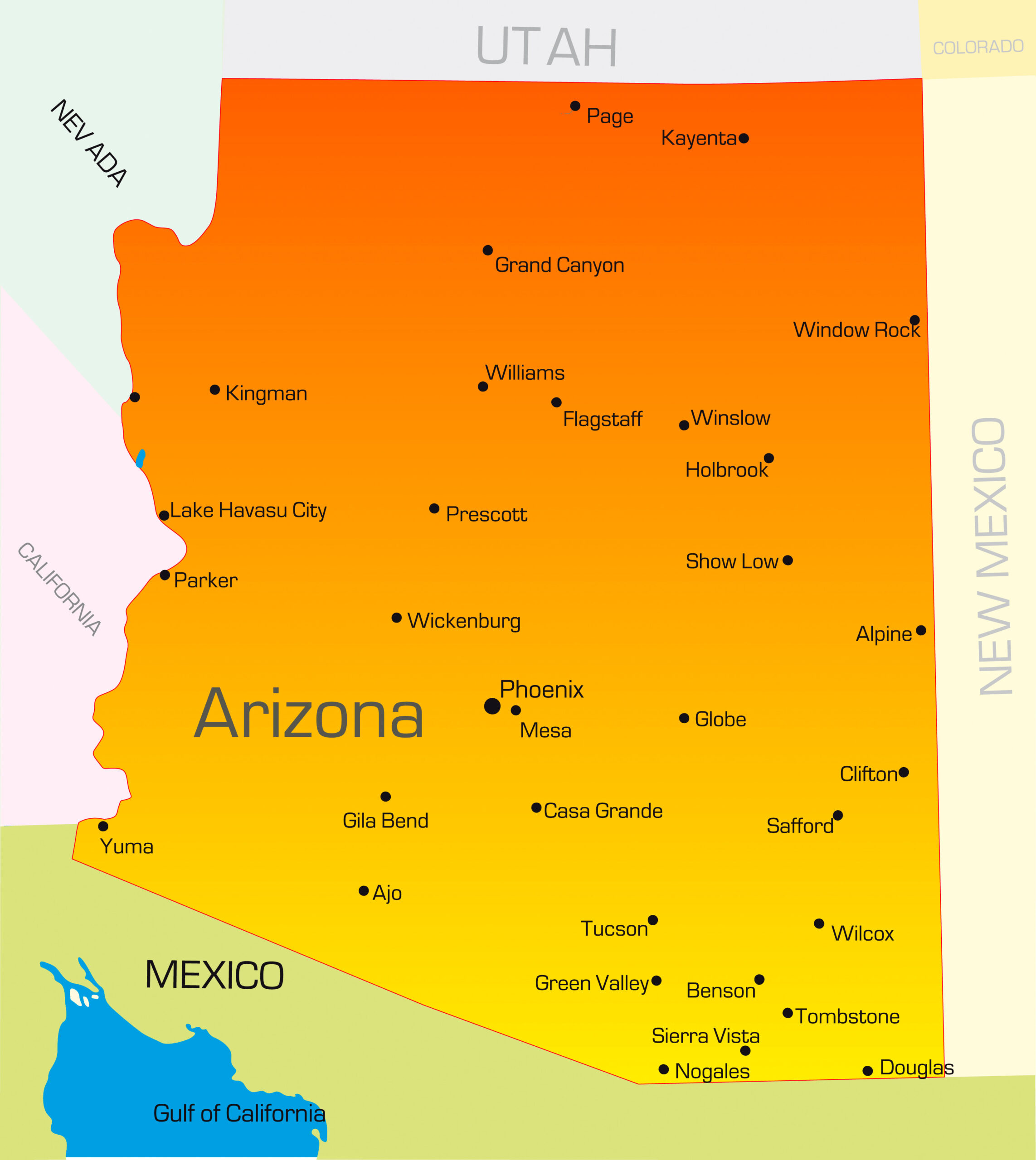 Map Of Arizona - Guide Of The World inside Show Arizona On Map of USA