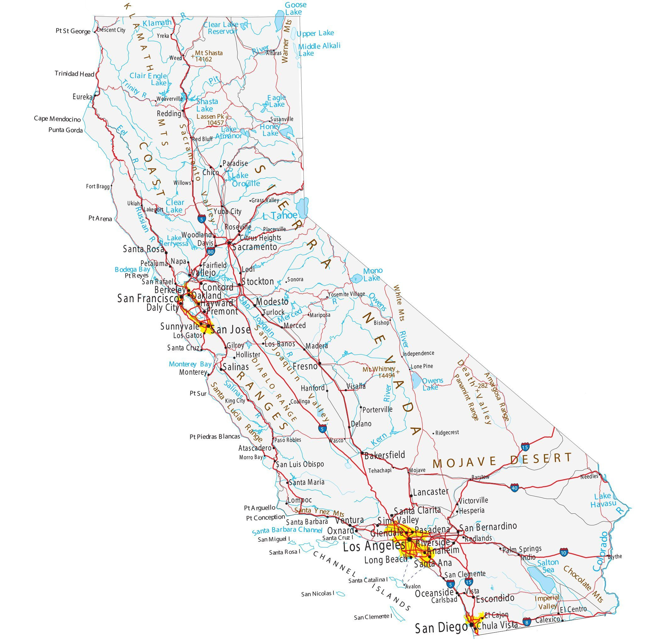 Map Of California - Cities And Highways - Gis Geography for Map Of California Usa With Cities And Towns