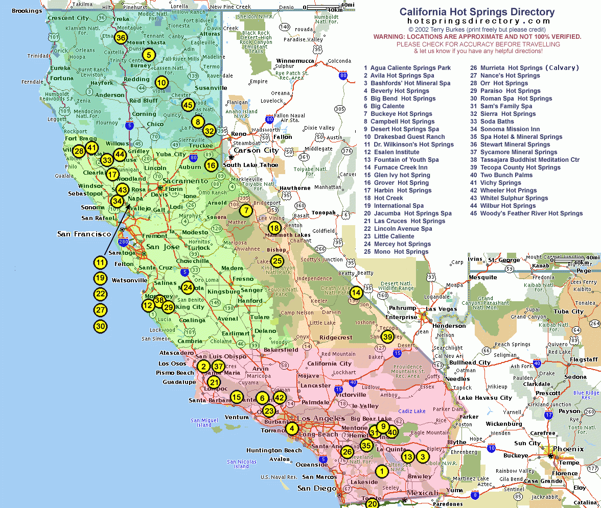 Map Of California Hot Springs with Map of Hot Springs In USA