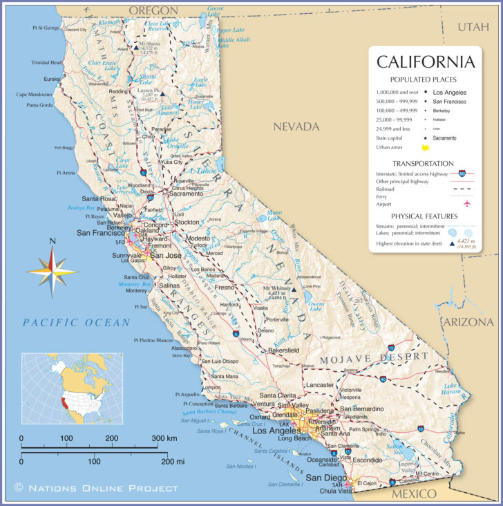 Map of West Coast USA California