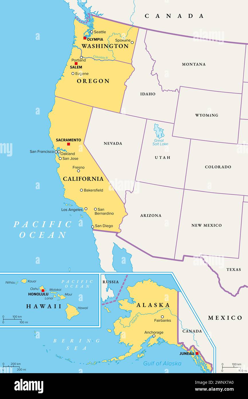Map Of Canada Pacific Coast Hi-Res Stock Photography And Images for Map of West Coast USA and Canada