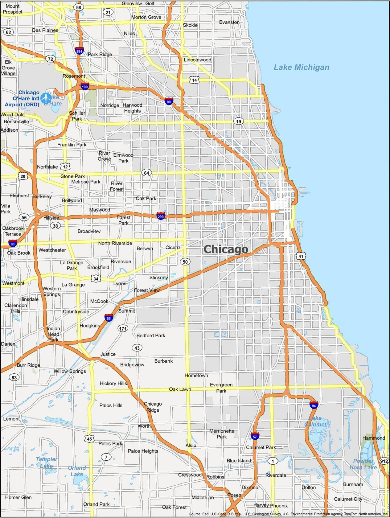 Map Of Chicago, Illinois - Gis Geography with Show Chicago On Map Of Usa