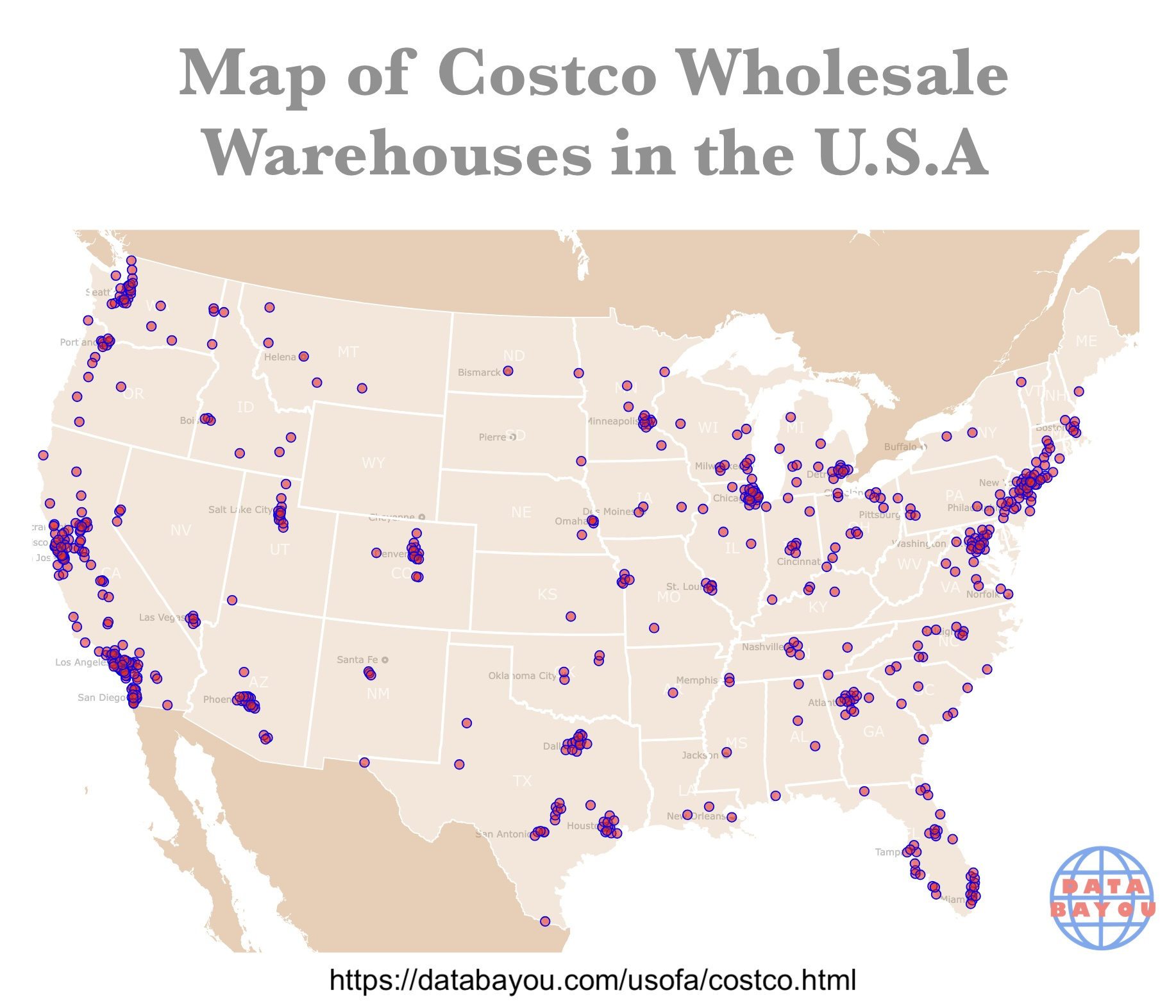 Map Of Costco Locations for Map Of Costco Locations In Usa