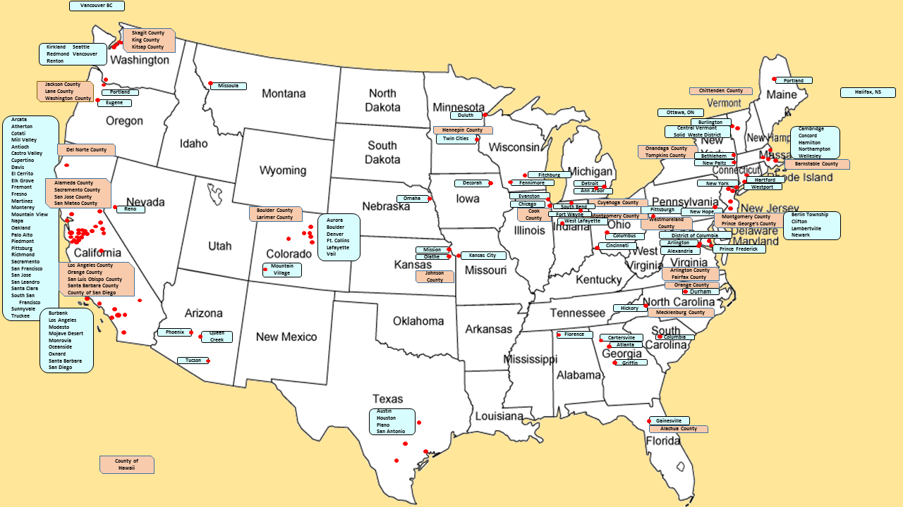 Map Of Featured Cities And Counties | Managing And Transforming throughout Map of USA with Cities and Counties
