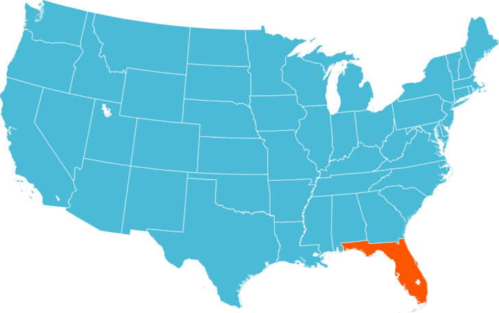 Florida On A Map of USA