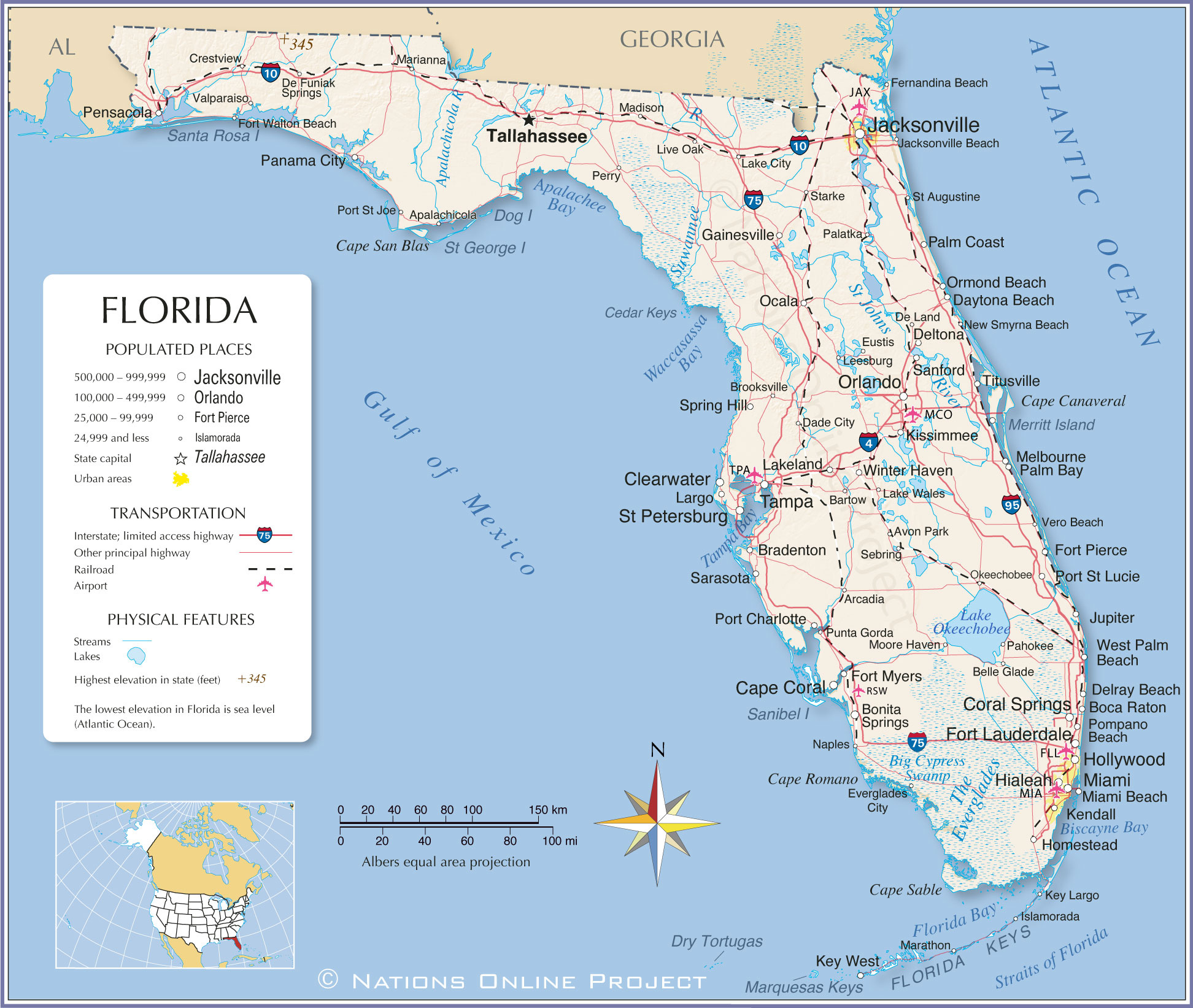 Map Of Florida State, Usa - Nations Online Project pertaining to Show Me A Map Of Florida Usa