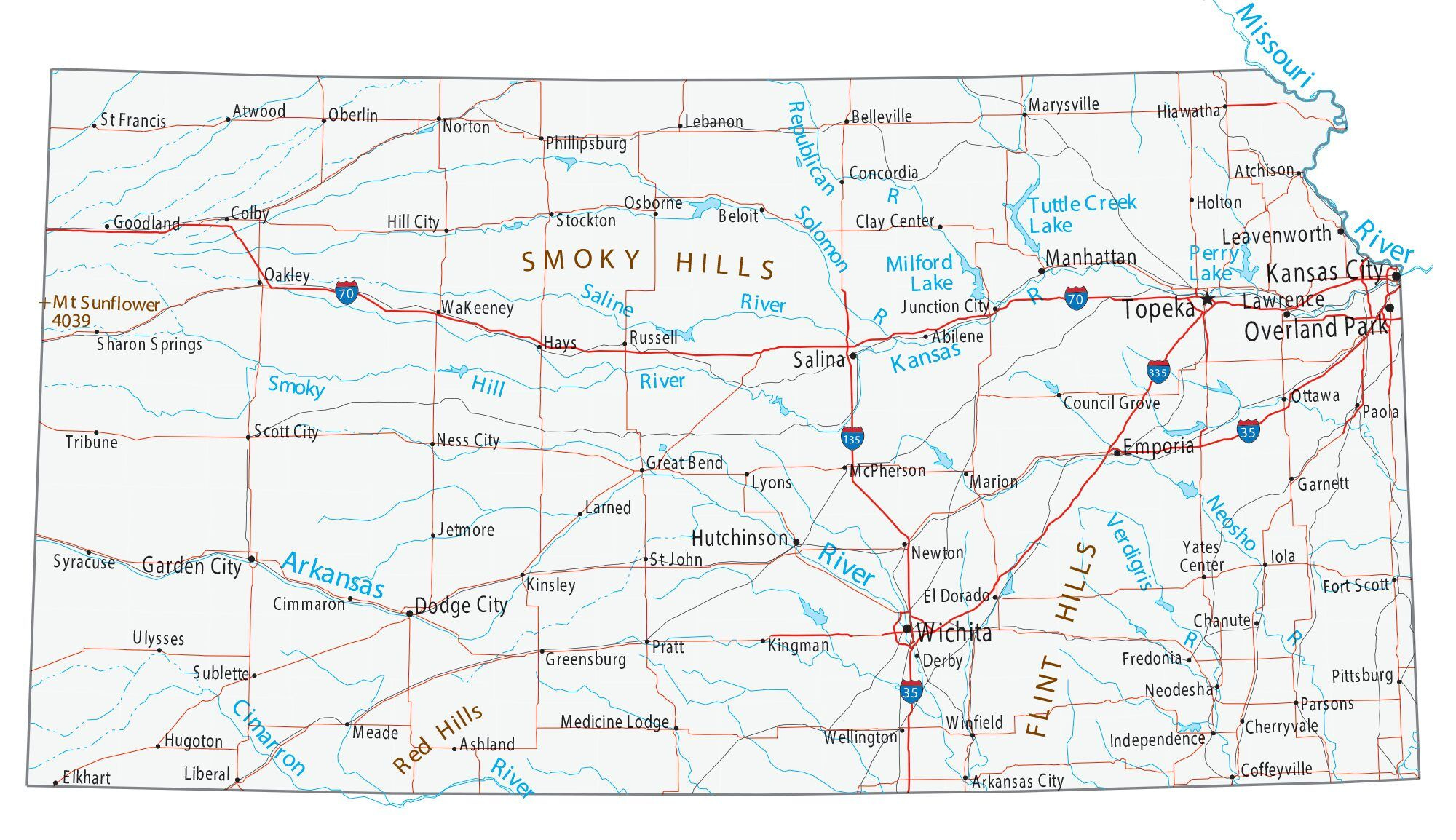 Map Of Kansas - Cities And Roads - Gis Geography intended for Map Of Usa Showing Kansas City