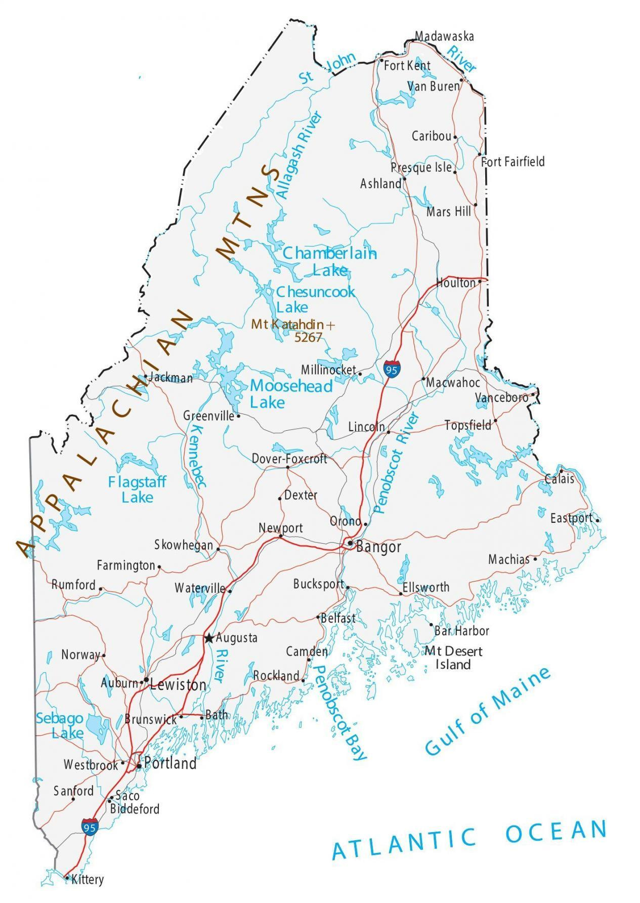 Map Of Maine - Cities And Roads - Gis Geography with Map Of Maine Usa With Cities