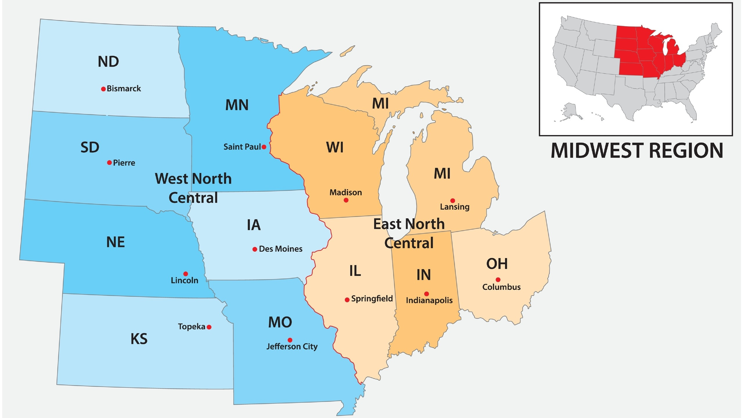 Map Of Midwest Us | Mappr throughout Map of the Midwest Region USA