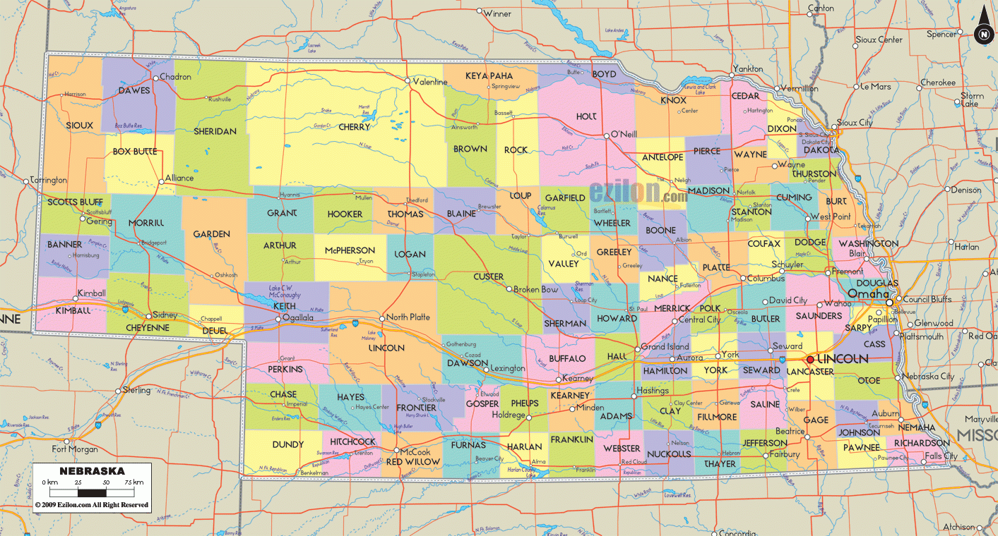 Map Of Nebraska - Detailed Nebraska Map With Cities, Counties, And with regard to Map of Ne USA with Cities