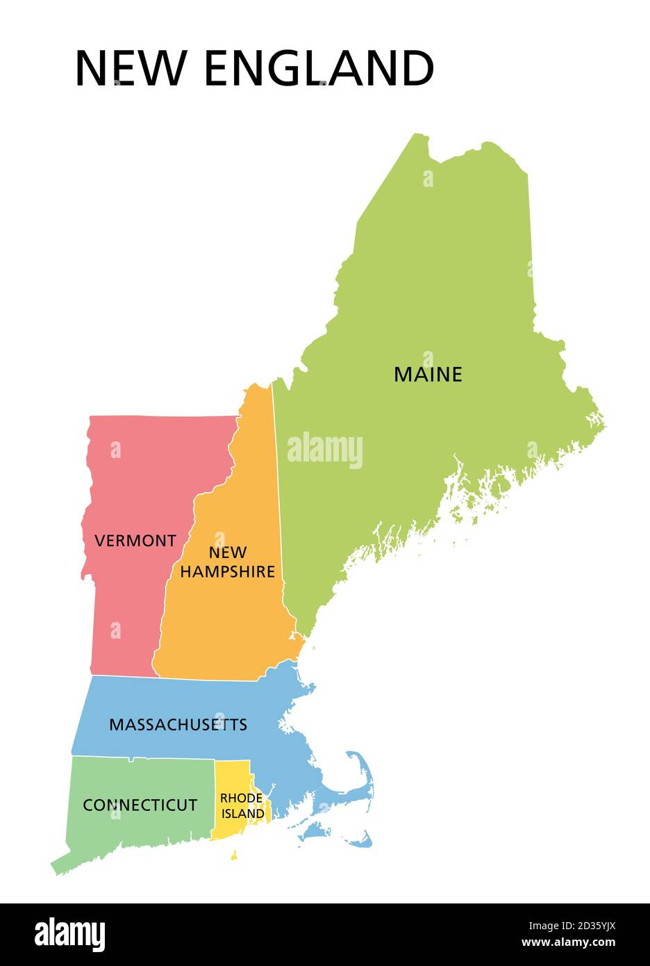 Map Of New England Cut Out Stock Images &amp;amp; Pictures - Alamy regarding Map of New England Area USA