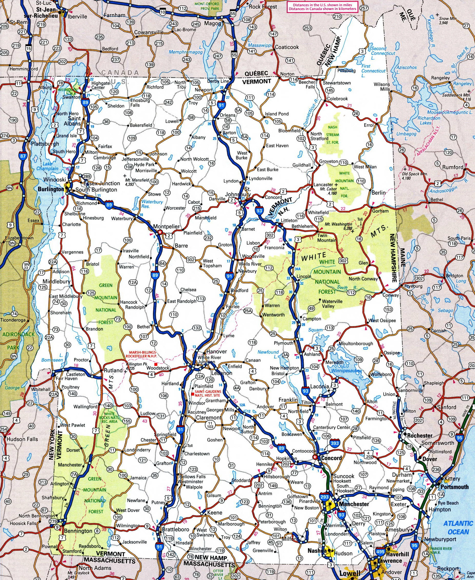 Map Of New Hampshire And Vermont - Ontheworldmap in Map Of Vermont And New Hampshire Usa