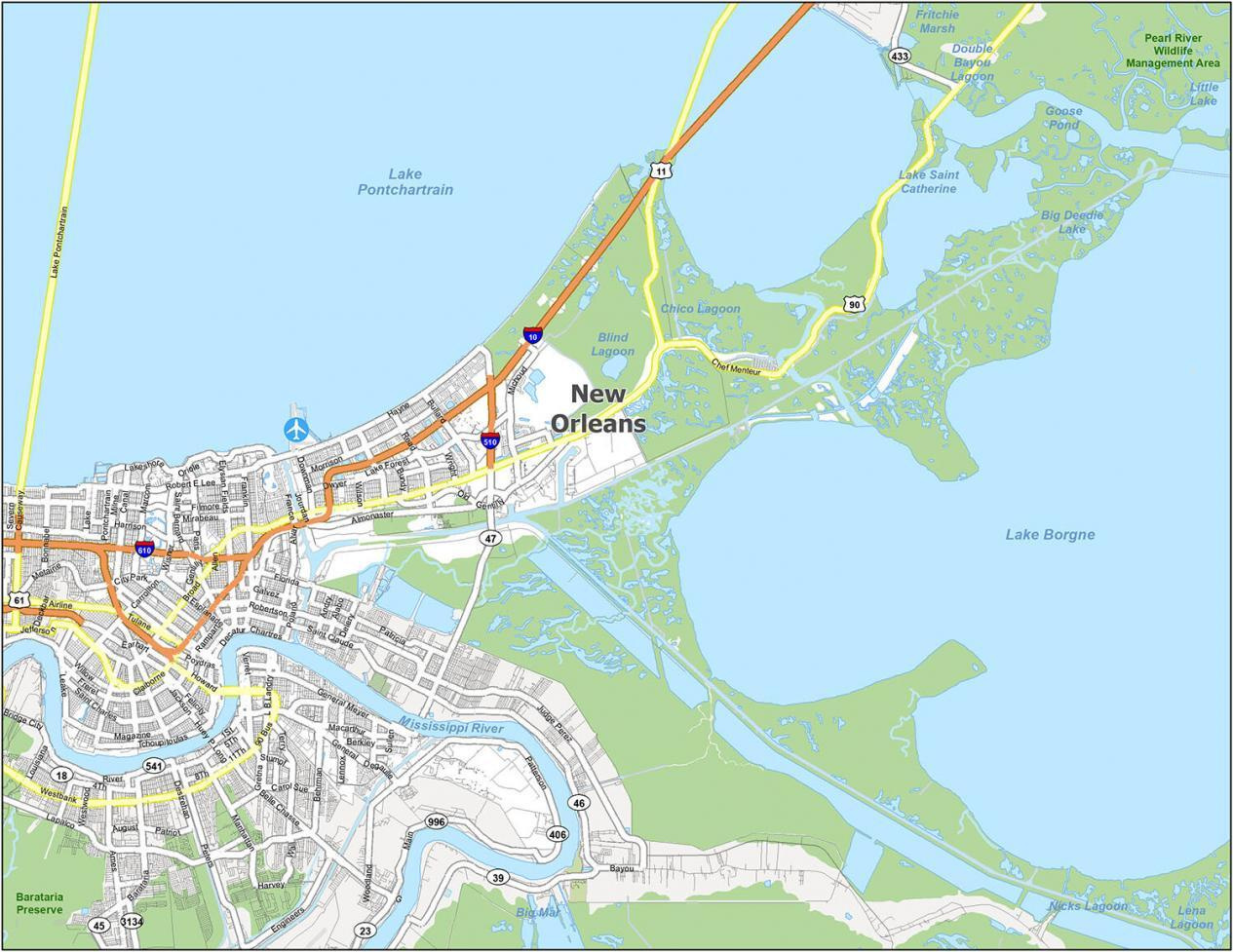 Map Of New Orleans, Louisiana - Gis Geography regarding Map of New Orleans Louisiana USA