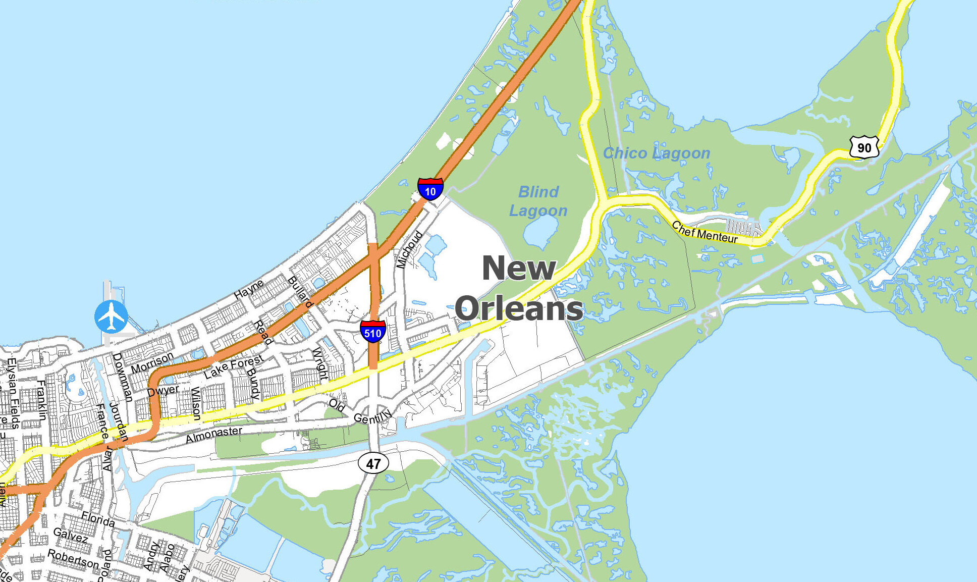 Map Of New Orleans, Louisiana - Gis Geography throughout Location of New Orleans In USA Map