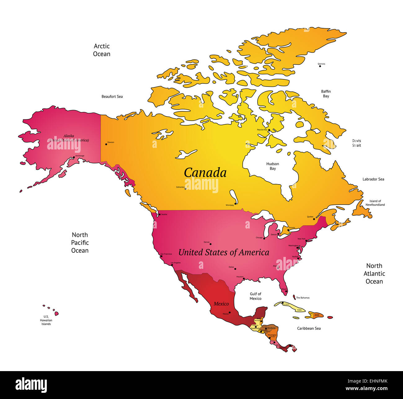 Map Of North America And Alaska Hi-Res Stock Photography And with regard to Map of Canada and Alaska USA