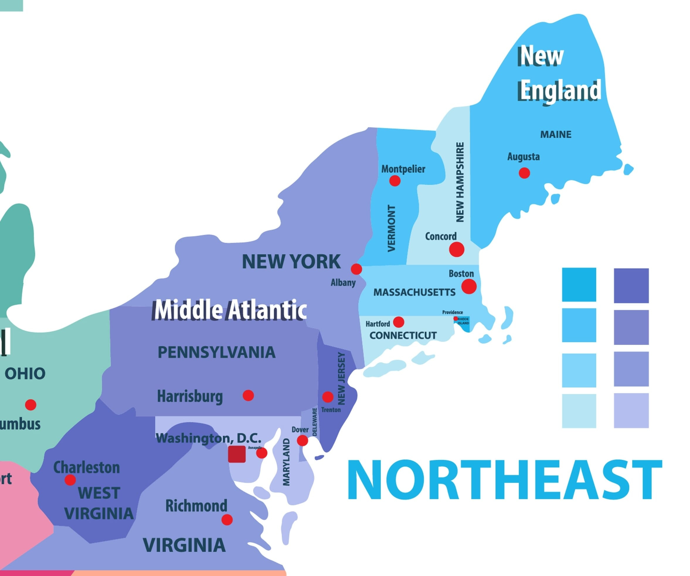 Map Of Northeastern United States | Mappr within Map of North East States USA
