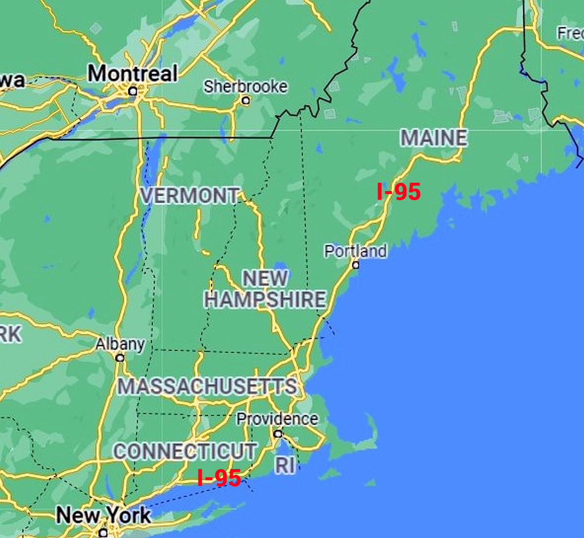 Map Of Northern Portion Of Interstate 95 | Fws.gov for Map Of East Coast Usa I 95