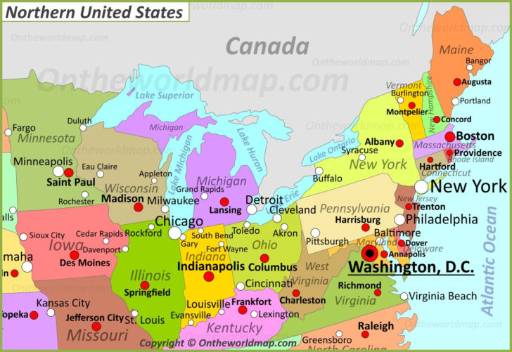 Map of Northern USA and Canada Map of Northern USA and Canada