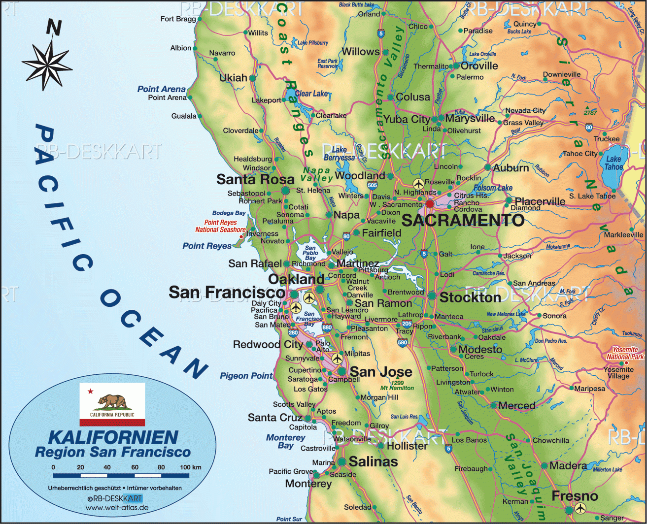 Map Of San Francisco Environment (Region In United States, Usa for Map Of Usa States San Francisco