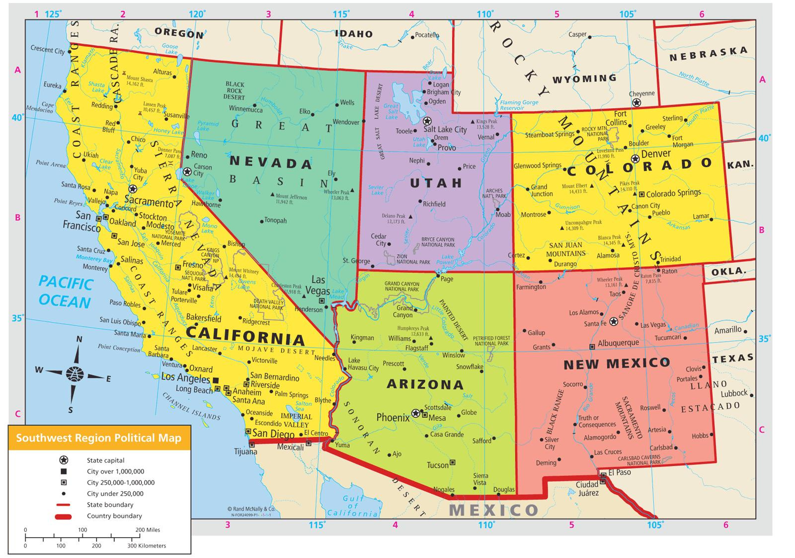 Map Of Southwest Usa - Map Southwest Usa (Northern America - Americas) with Map of Southwest USA with Cities
