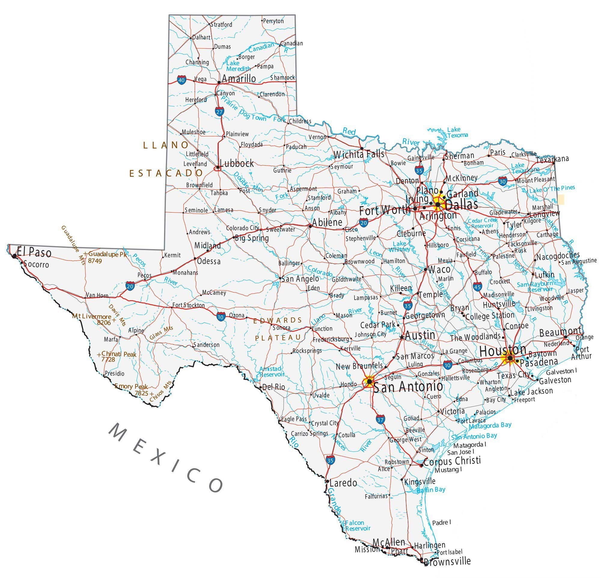 Map Of Texas - Cities And Roads - Gis Geography inside Map Of Texas Usa With Cities