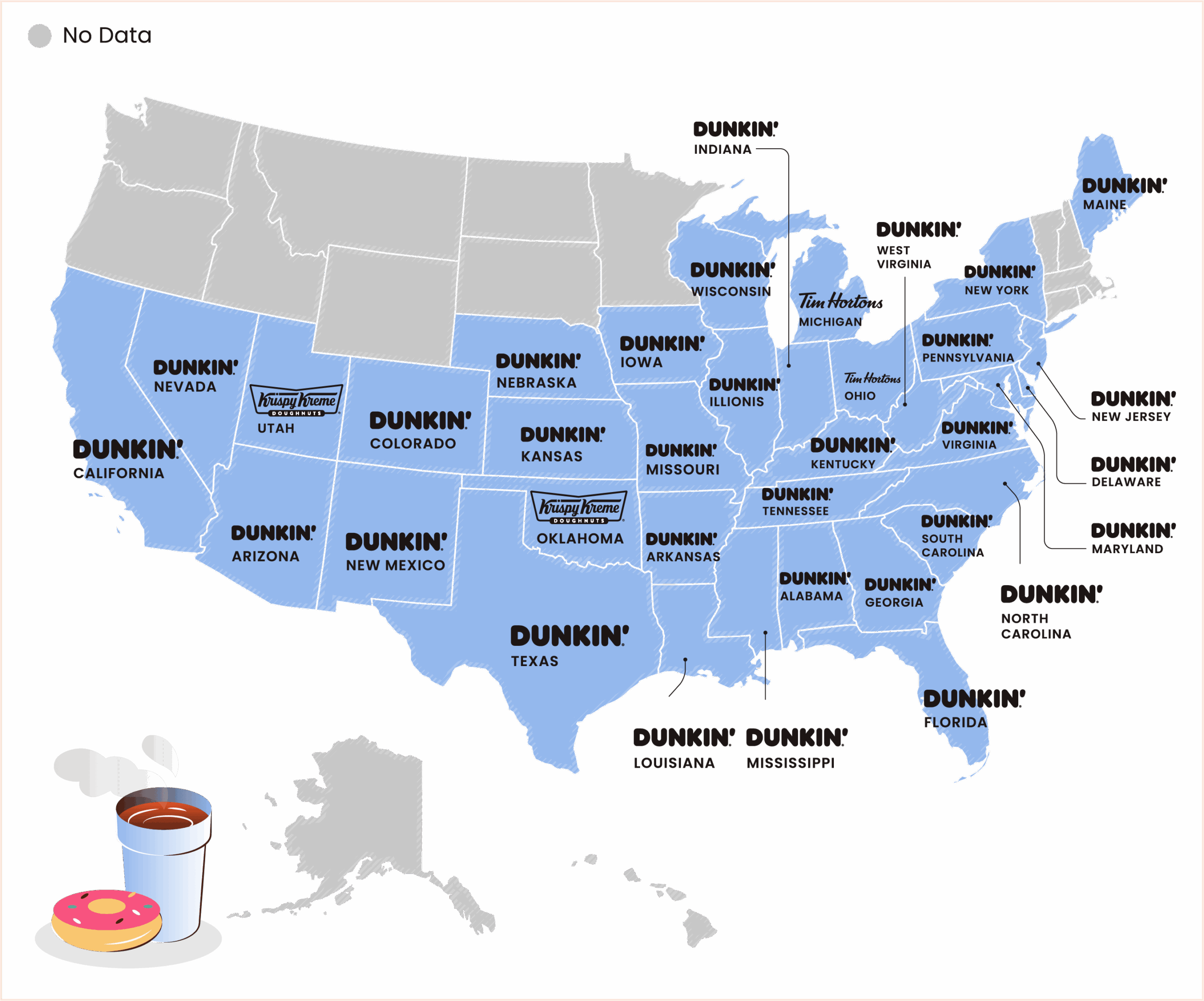 Map Of The Best &amp;amp; Worst Donut Shops In Each Us State - Brilliant Maps for Map of Dunkin Donuts In USA
