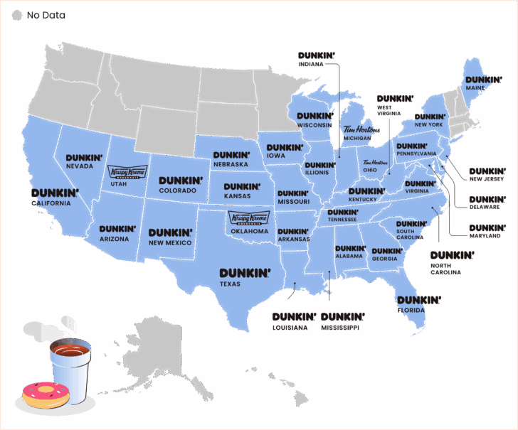 Map of Dunkin Donuts Locations In USA Map of Dunkin Donuts Locations In USA