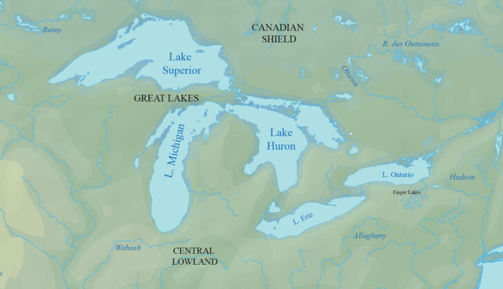 Map of Great Lakes In USA