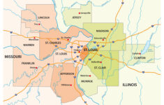 Map Of The Greater St. Louis Area In Illinois And Missouri, Usa with St Louis Missouri On Map of USA