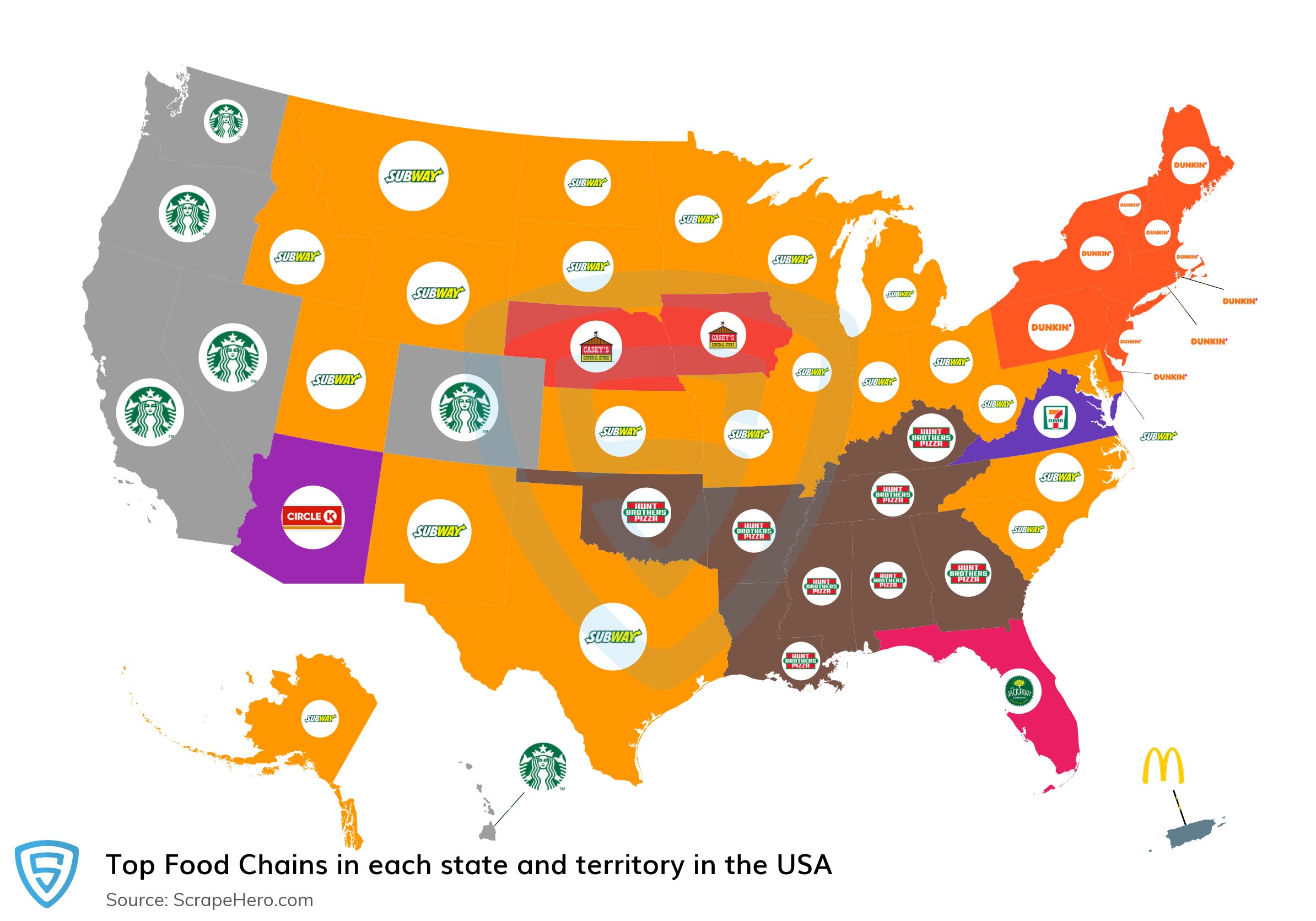 Map Of The Largest Fast Food Chains In Each Us State In 2024 within Map Of Mcdonald'S In Usa