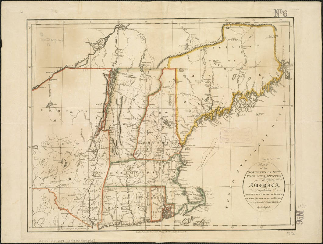 Map Of The Northern, Or, New England States Of America inside Map of New England USA with Cities