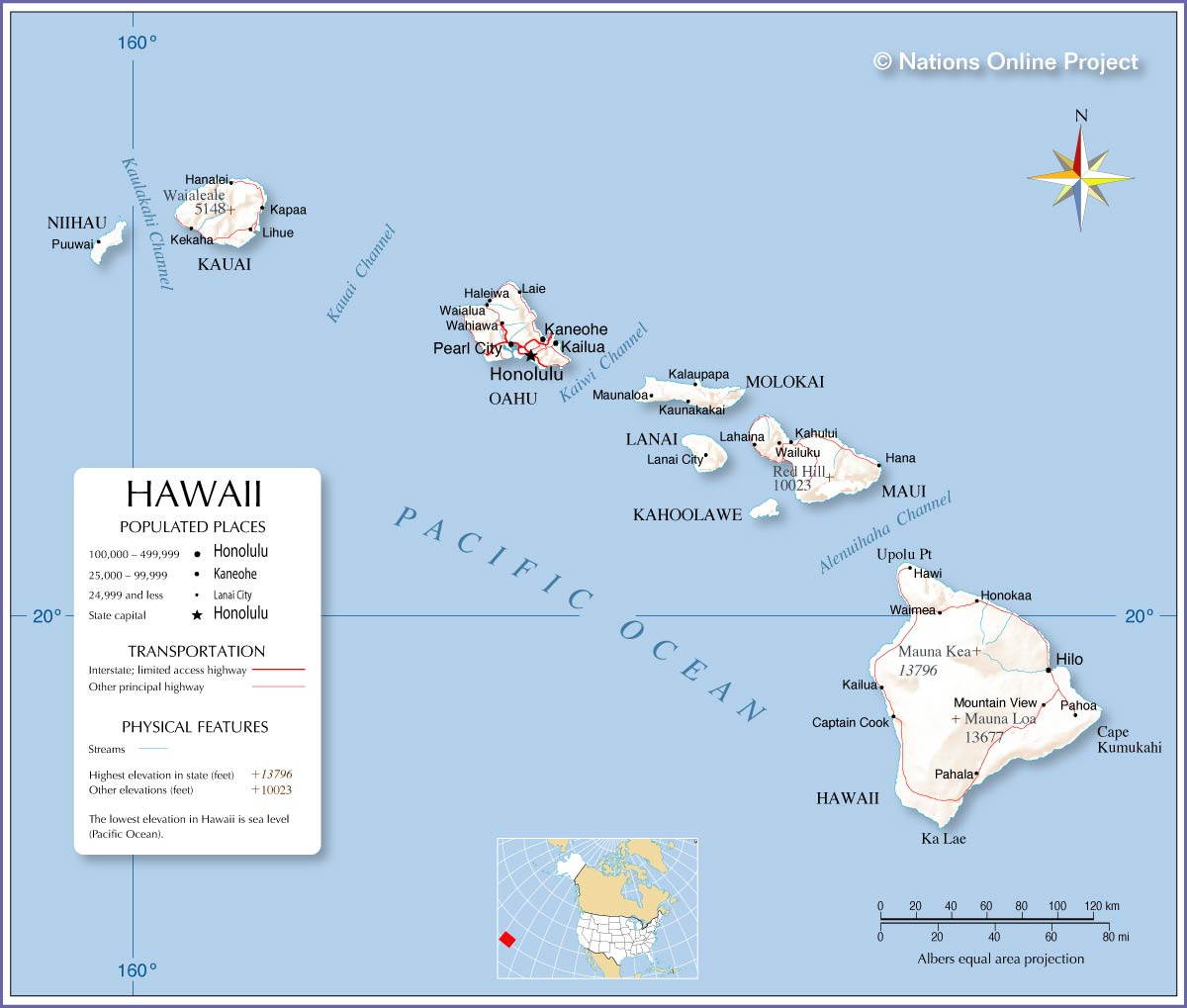Map Of The State Of Hawaii, Usa - Nations Online Project in Map Of Hawaii And Mainland Usa