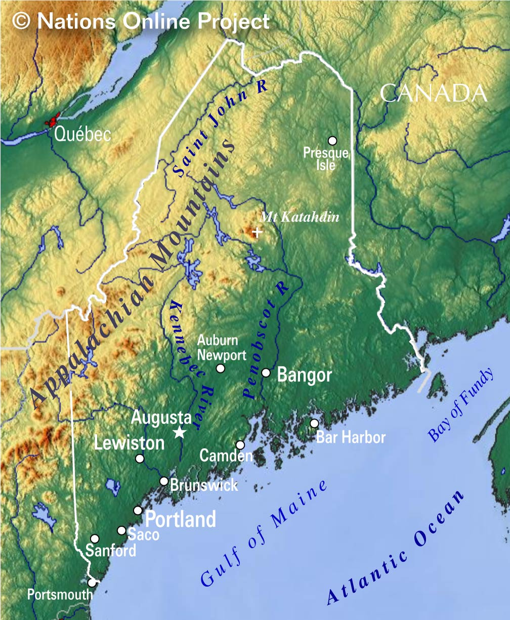 Map Of The State Of Maine, Usa - Nations Online Project for Map of Coast of Maine USA