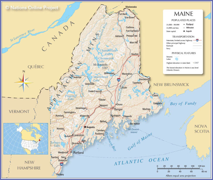 Map of Cities In Maine USA
