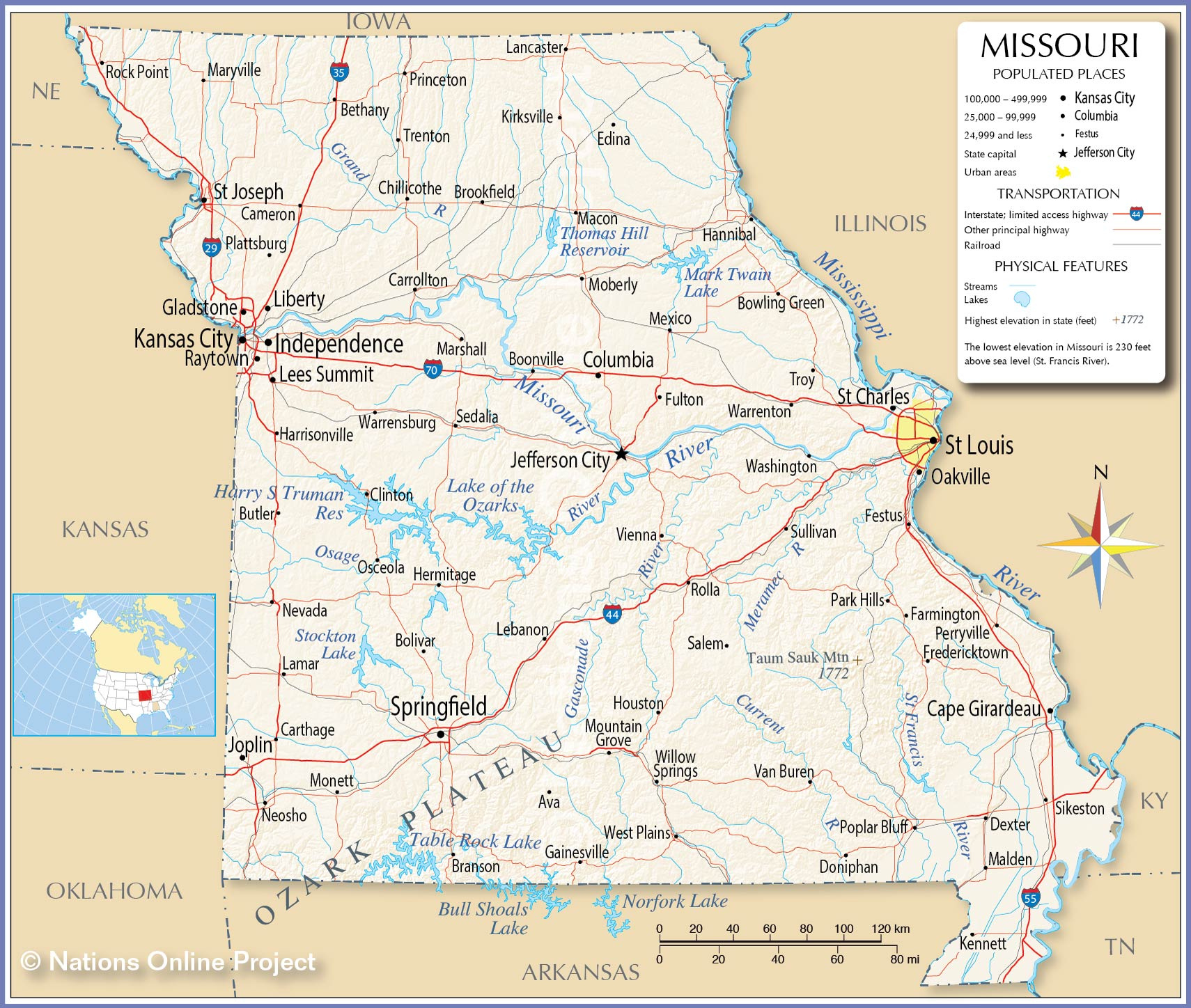 Map Of The State Of Missouri, Usa - Nations Online Project throughout St Louis Missouri On Map of USA