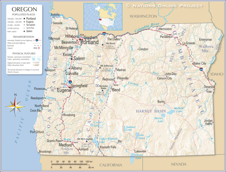 Portland Oregon On Map of USA
