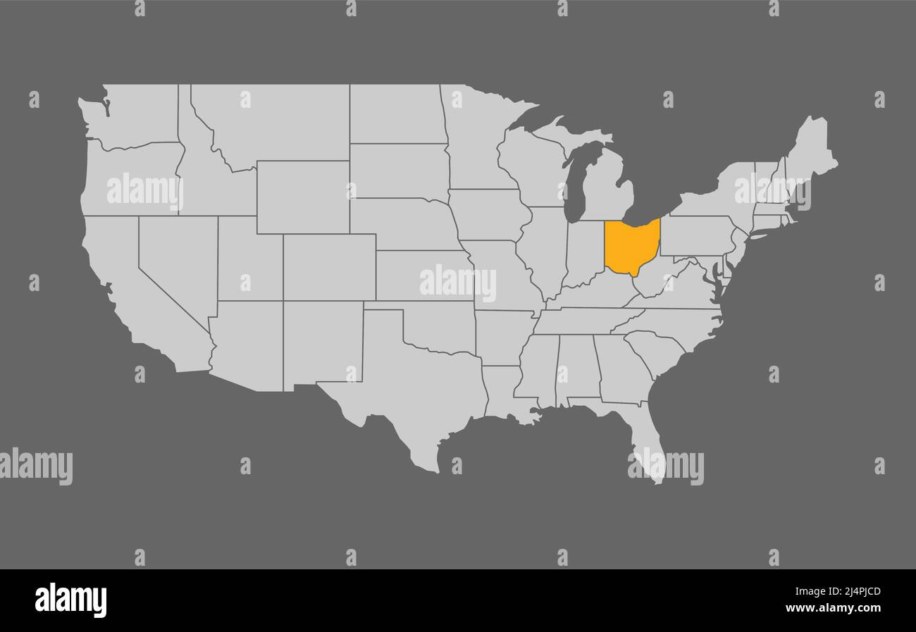 Map Of The United States With Ohio Highlight Stock Vector Image with Map of USA with Ohio Highlighted