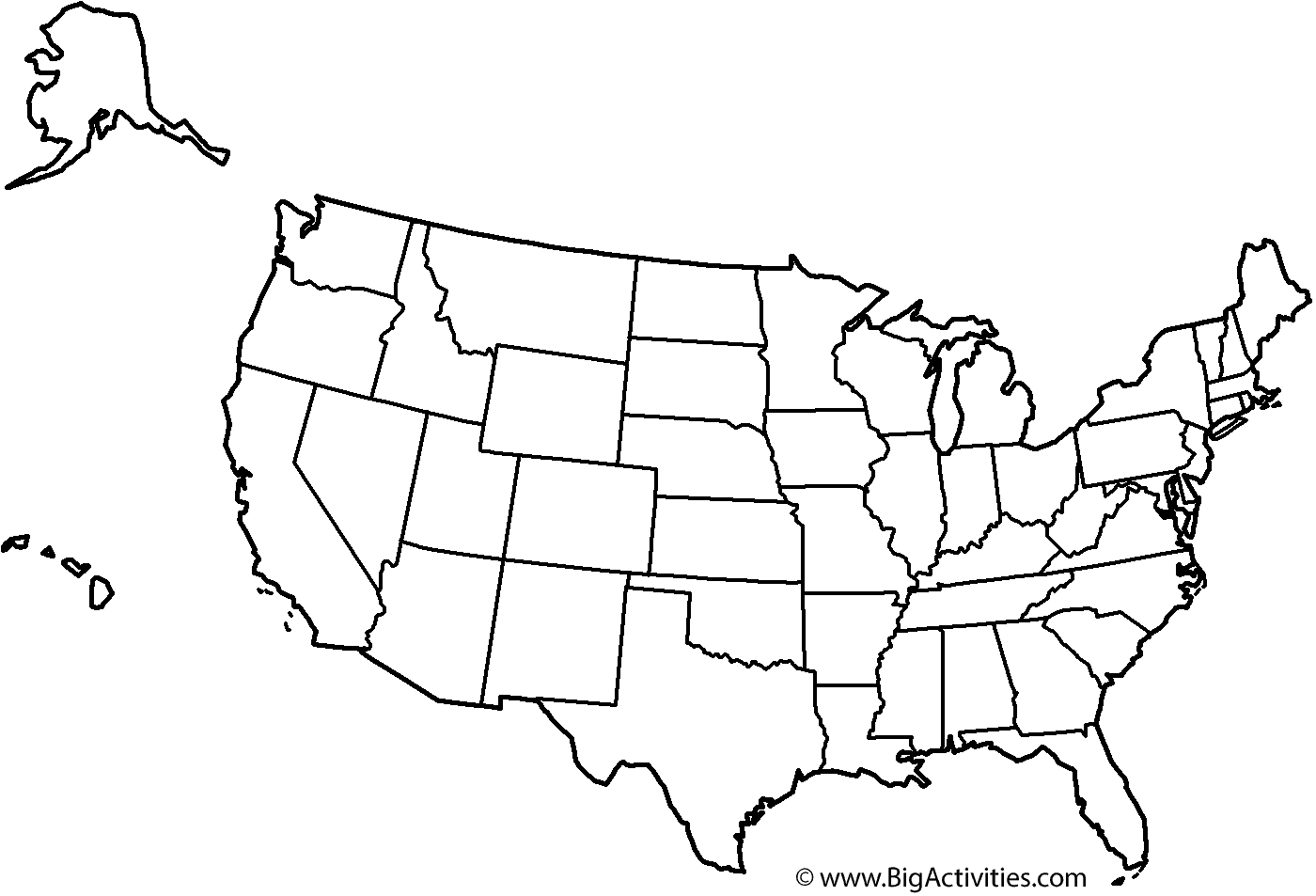 Map Of The United States With Title And States - Coloring Page pertaining to Map of the USA Coloring Page