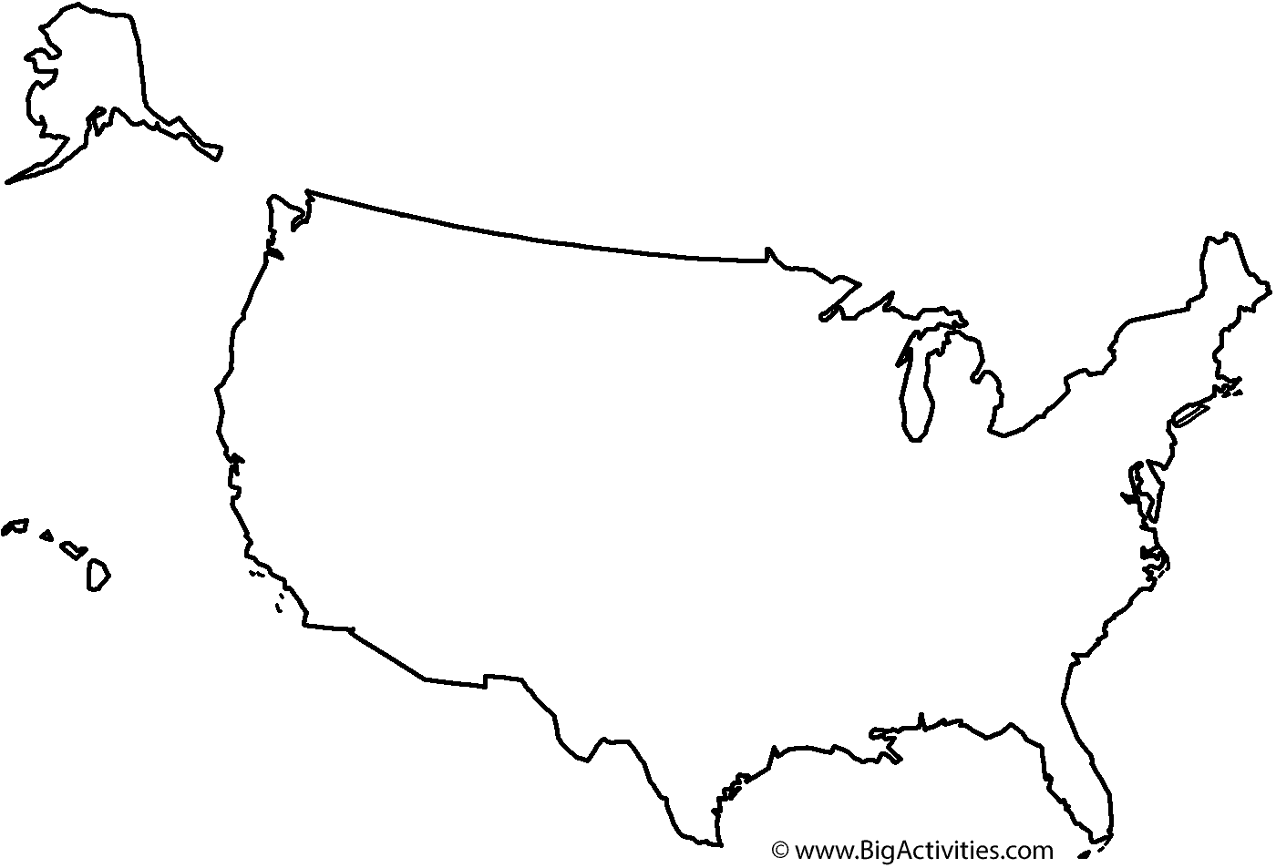 Map Of The United States With Title - Coloring Page (Independence Day) throughout Map of the USA Coloring Page