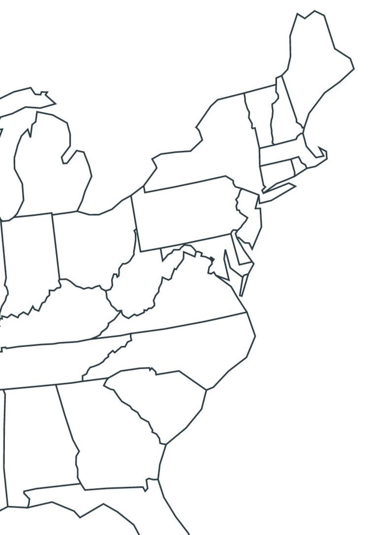 Map Of The Usa, Blank Map Of North America, United States Outline throughout Blank Map of East Coast USA
