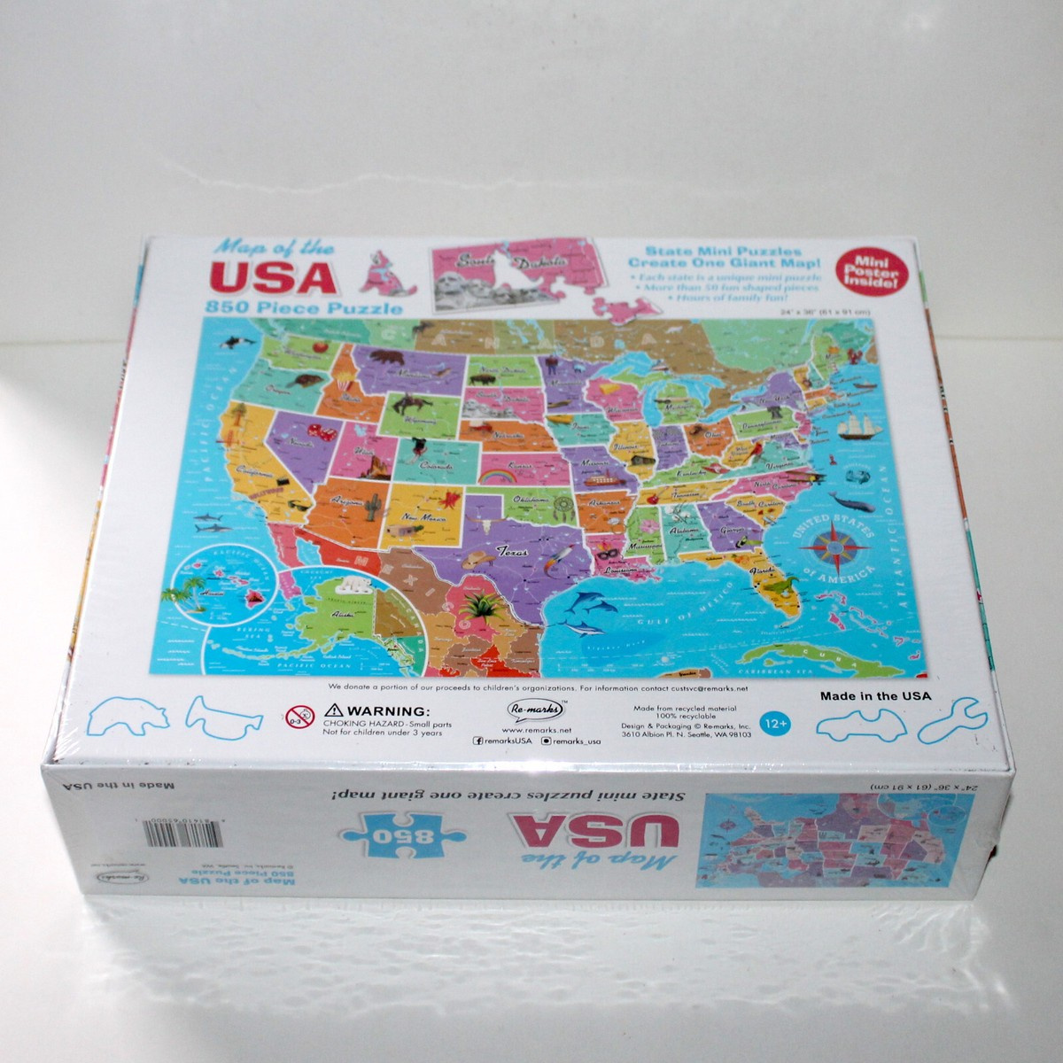 Map Of The Usa Puzzle 50 State Mini Puzzles Create Giant Map 850 Pieces New in Map of the USA 850 Piece Puzzle