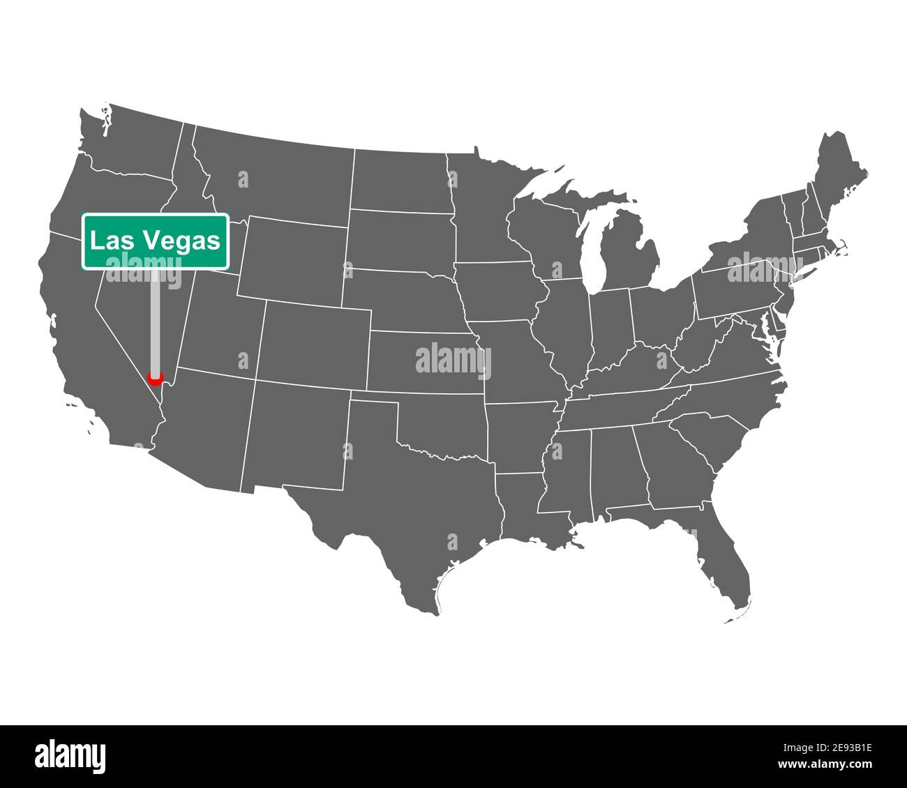 Map Of The Usa With Road Sign Las Vegas Stock Photo - Alamy intended for Las Vegas On The Map Of Usa