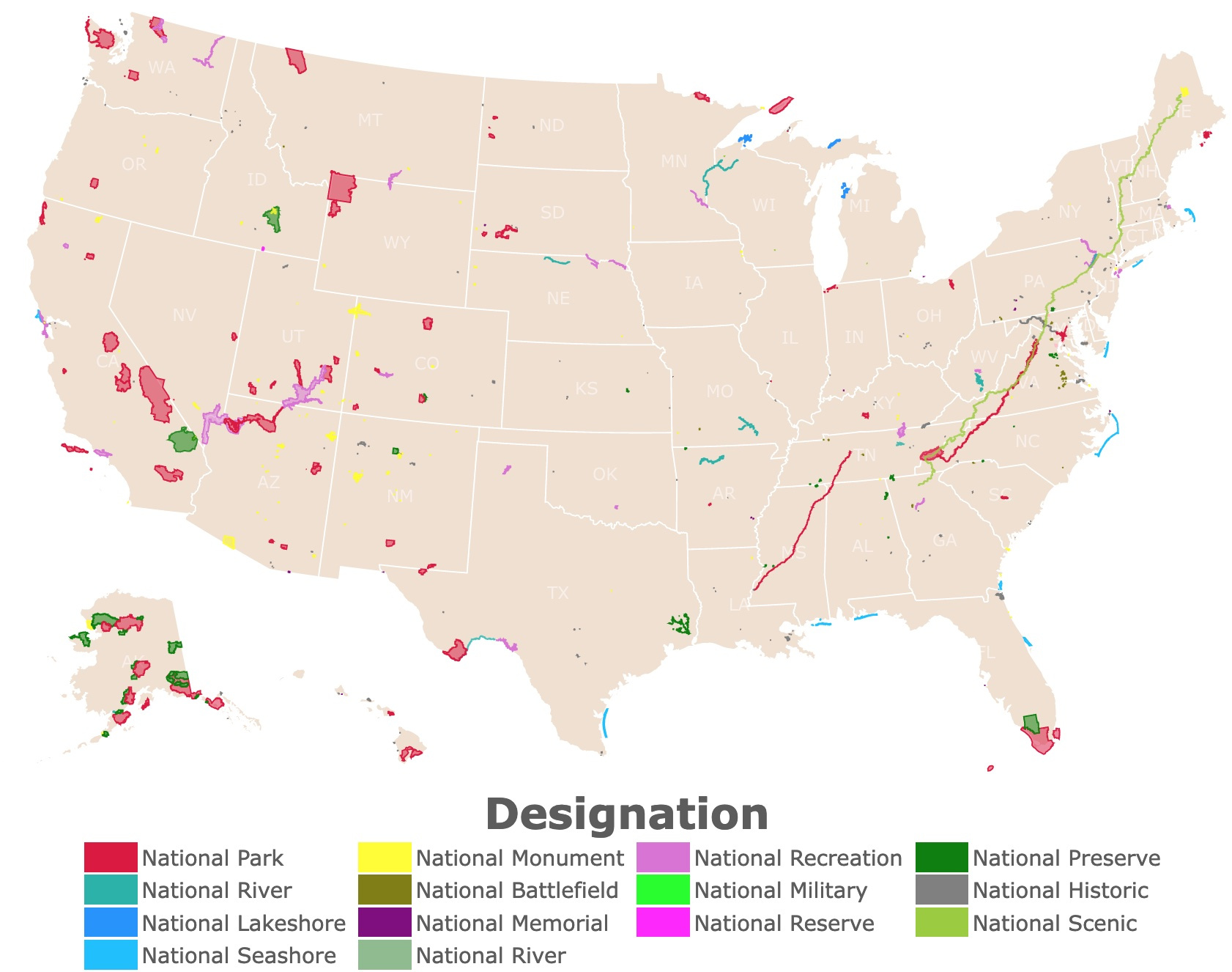 Map Of U.s. National Parks with Map of National Parks In the USA