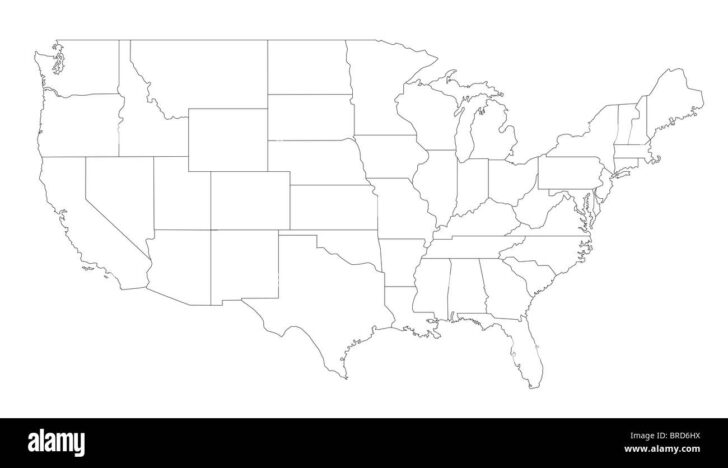 Map of USA States Black and White