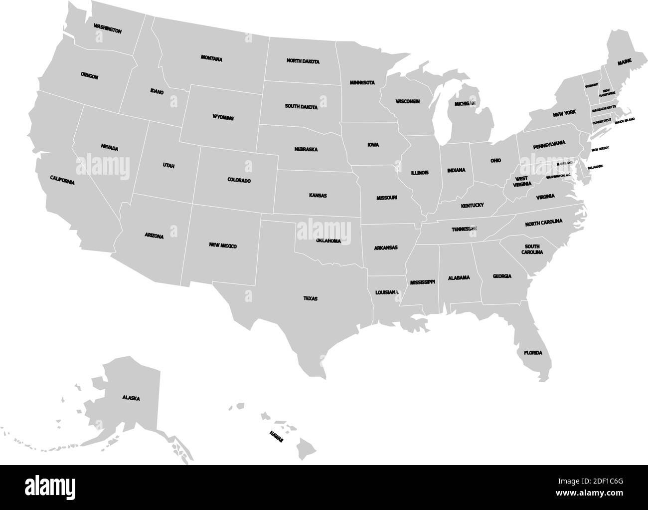 Map Of United States Of America With Name Of Each State for Black And White Map Of Usa With State Names