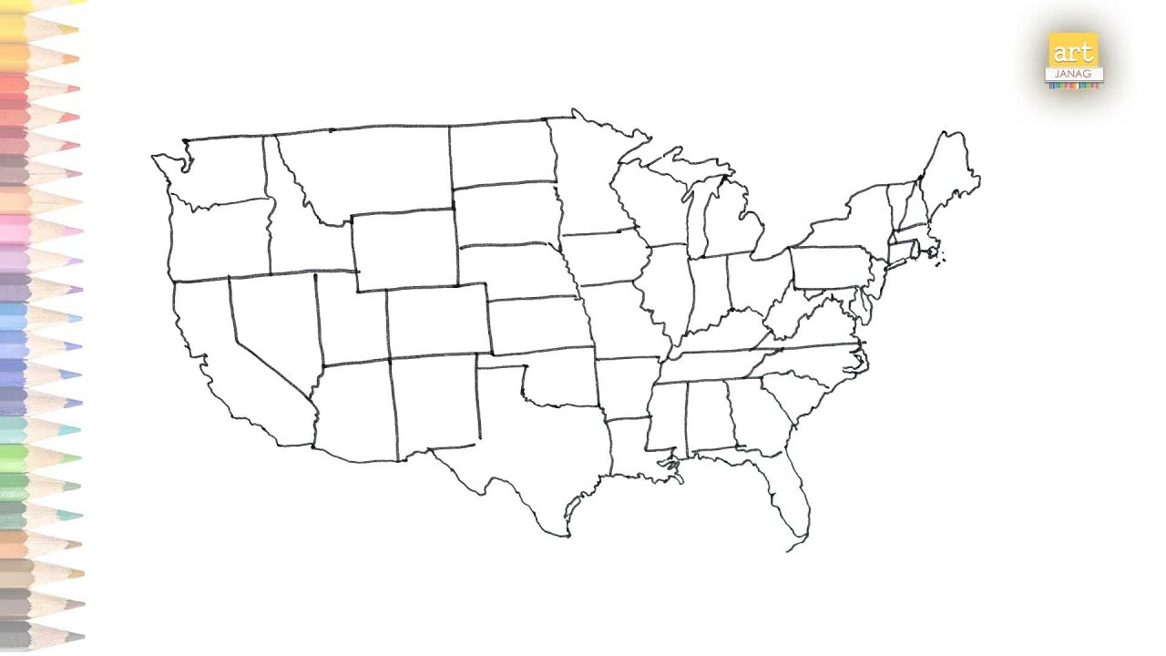 Map Of United States Outline Drawing Easy | How To Draw Usa Map Outline Sketch Stepstep inside How To Draw A Map of USA