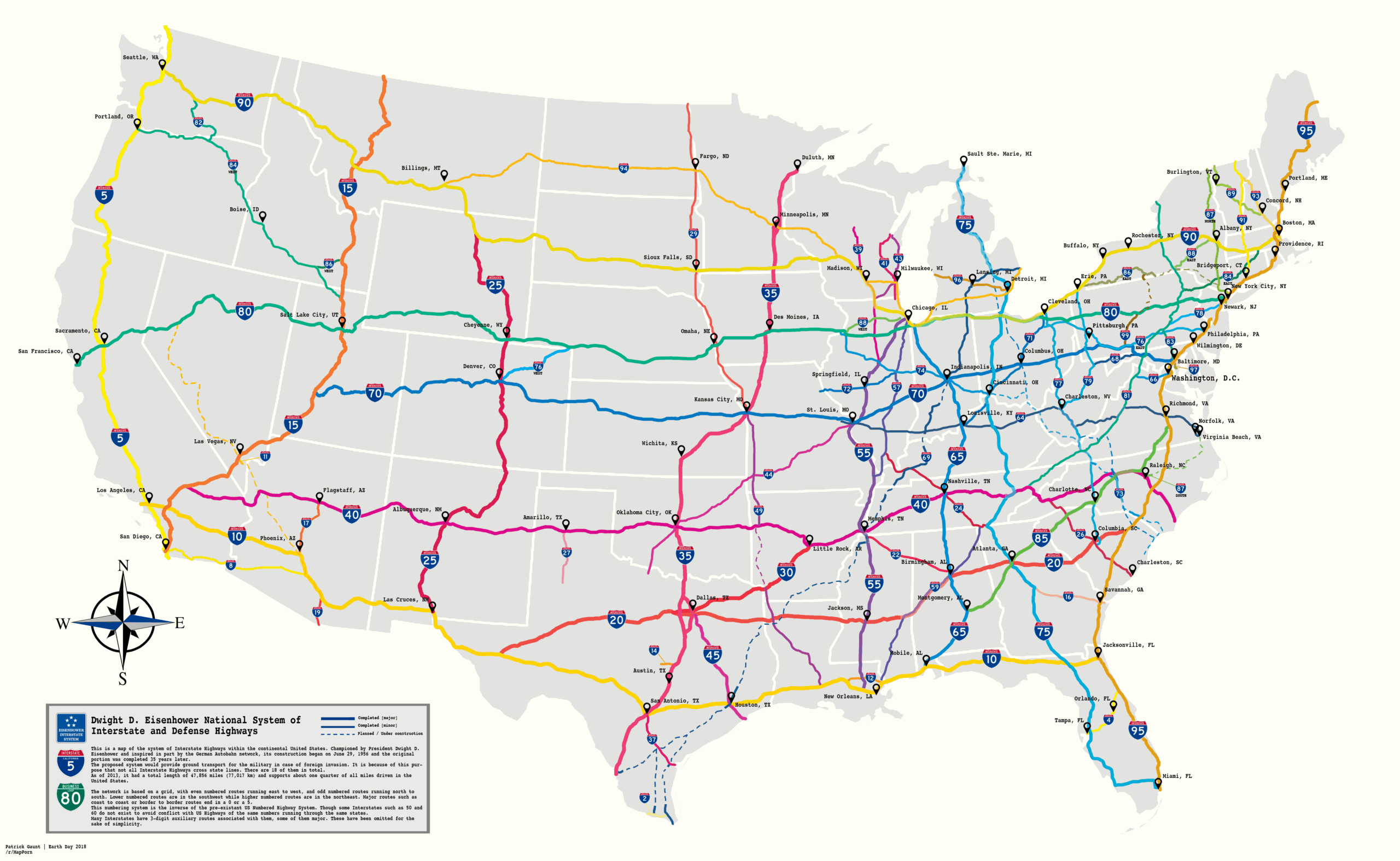 Map Of Us Interstate Highways : R/Mapporn with regard to Map of USA Showing Interstate Highways