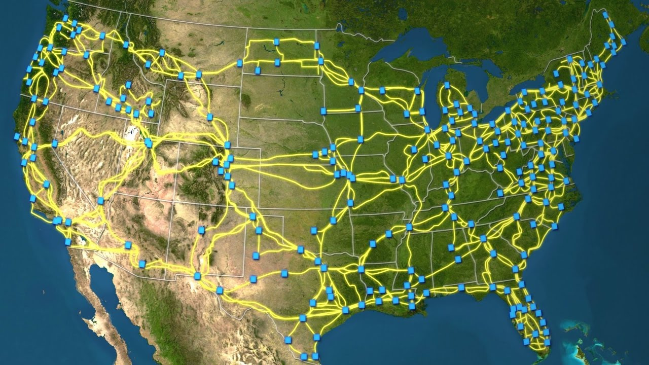 Map Of Us Long-Haul Fiber-Optic Cable Network regarding Map of Cable Providers In USA