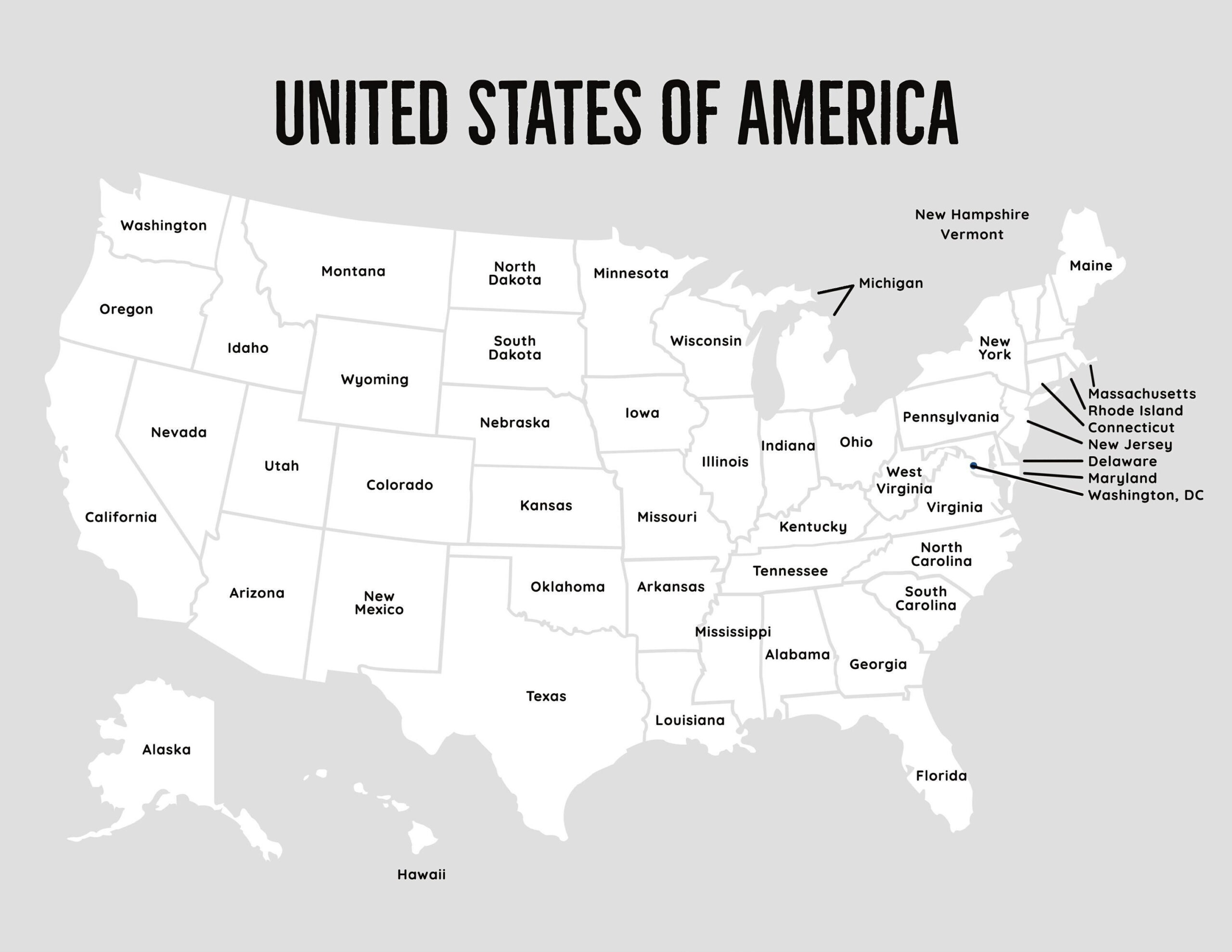 Map Of Usa Map With States, Black And White Usa Map With 50 States within Map of USA States Black and White